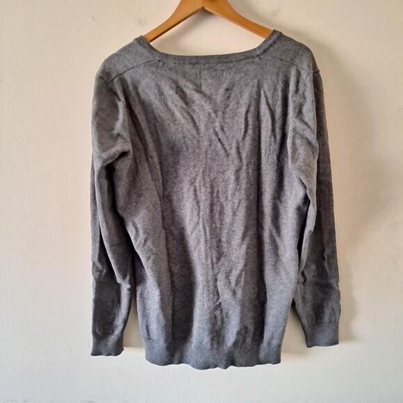 Springfield Men's Gray Cotton V-Neck Gray Button Down Long Sleeve Cardigan - M - Picture 2 of 6